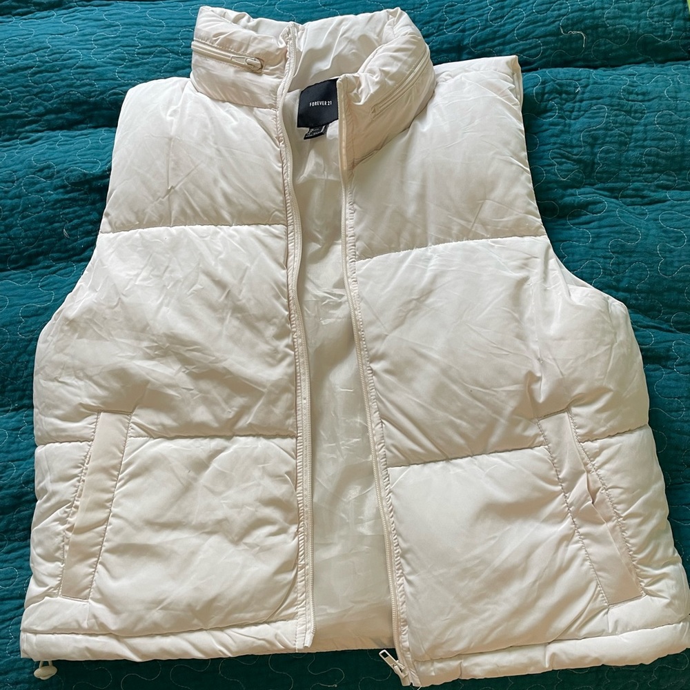 Forever 21 Cream Puffer Vest